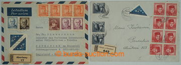 256686 - 1947 DORUČNÍ / R-dopis adresovaný do Pardubic s bohatou f