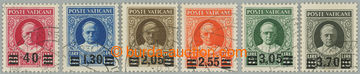 256781 - 1934 Mi.39-44, Pius XI., přetiskové 40c - 3,70L; bezvadné