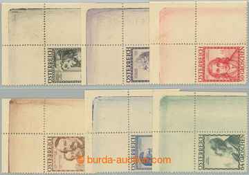 256783 - 1934 ANK.591-596, Stavitelé 12gr-64gr, rohové kusy; stopy 