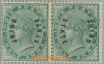 256889 - 1890 SG.1, 1a, 2-páska Viktorie ½ Anna s přetiskem JHIND 