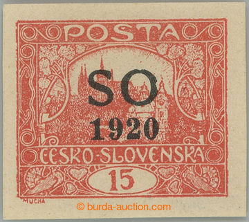 256954 -  Pof.SO5a, Hradčany 15h brown-red imperforated; lightly hin