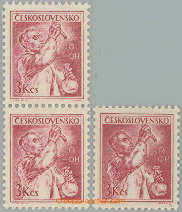 257026 - 1954 Pof.787, Profession 3Kčs, vertical pair, light red, ve