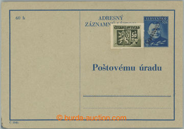 257105 - 1945 CAZ3, Tiso 50h, černý ruční přetisk ČESKOSLOVENSK