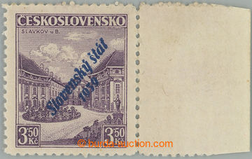 257122 - 1939 Sy.19b, Slavkov 3,50Kč, modrý přetisk, pravý krajov