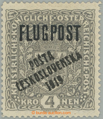 257267 -  Pof.54II, Air FLUGPOST 4 Koruna grey / black, overprint typ