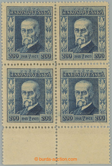 257283 - 1923 Pof.178 P6, Jubilejní 200h modrá, 4-blok s dolním ok