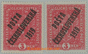 257289 -  Pof.49I, Coat of arms 3 Koruna light red, high size, 2 pcs 