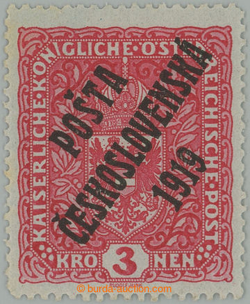 257304 -  Pof.49I, Coat of arms 3 Koruna light red, high size, overpr