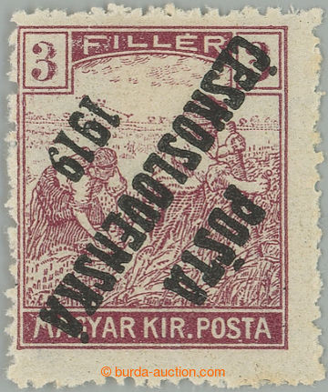 257315 -  Pof.102Pp, 3f violet with inverted opt III. type; hinged, e