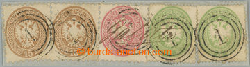 257345 - 1863-1865 Ferchenbauer. 15(2x)+21+23(2x), very rare mixed tr