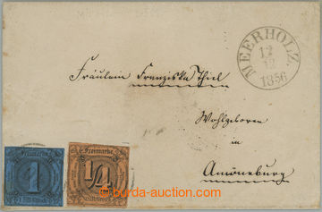 257391 - 1852 dopis z MEERHOLZ do AUMENBURG vyfr. Mi.1+4, Znak ¼Sgr 