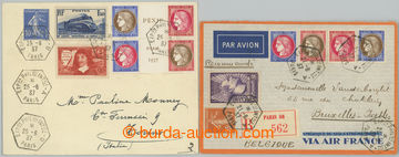 257399 - 1937 sestava 2ks R-dopisů PEXIP do Belgie a Itálie, vyfr. 