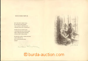 25740 - 1955 KUNDERA Milan, two-sheet with poems, signature and sign