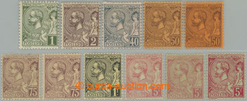 257427 - 1891-1894 Yvert.11, 12, 17-21, Albert I. 1c - 5Fr, 11ks z II