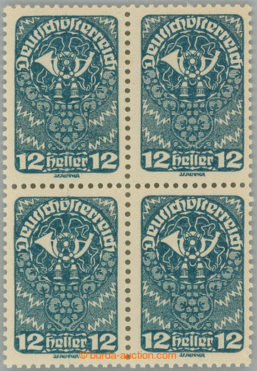 257431 - 1919 ANK.261b, block of four Posthorn 12h in rare color dark