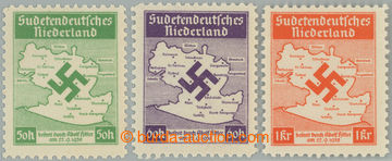 257442 - 1938 S.D. NIEDERLAND / Mi.I-III, známky s mapou Šluknovska