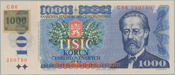 257571 - 1993 Ba.CZ3a, 1000Kčs 1985 s nalepeným kolkem, série C86,