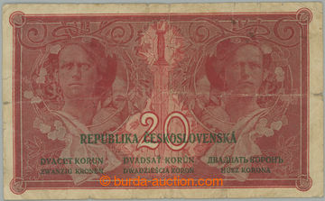 257581 - 1919 Ba.10, 20Kč 1919, série P227; drobná natržení v ok