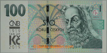 257583 - 2019 Ba.CZ29, 100Kč 2018 s pamětním přítiskem na 100 le