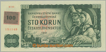 257585 - 1993 Ba.CZ1Ab2, 100Kčs 1961 s nalepeným kolkem, II. vydán