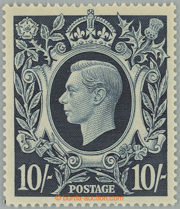 257612 - 1939 SG.478ab, George VI. 10Sh dark blue with plate variety 