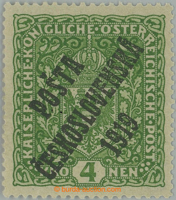 257788 -  Pof.50II, Coat of arms 4 Koruna light green, wide, overprin