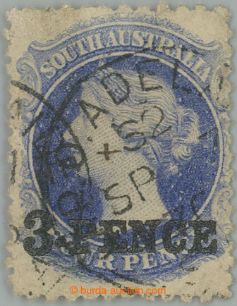 257849 - 1868 SG.66, Viktorie 4P prussian blue s přetiskem 3 - PENCE