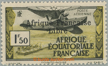 257857 - 1944 Yv. Aerienne č. 14, Letadlo 1,50Fr s přetiskem AFRIQU