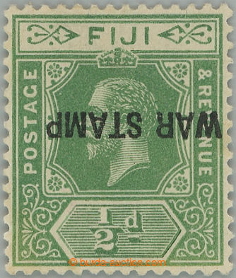 257869 - 1915 SG.138c, Jiří V. ½P zelená WAR STAMP, přetisk PŘE