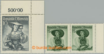 257904 - 1948-1952 ANK.906III, 923V, Costumes 2x 1Sch green with plat