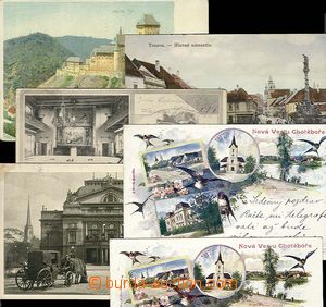 25795 - 1900 - 30 sestava 6ks pohlednic, 2x čb, i lithografie, 4x D