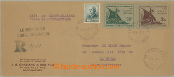 257989 - 1945 ST. NAZAIRE / R-dopis s Mi.1+2, Lodě 50C+2Fr navíc fr