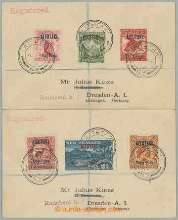 258047 - 1903 AITUTAKI /  two Reg letters sent to Germany, franked wi