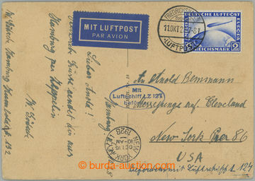 258139 - 1928 1. AMERIKAFAHRT / PC sent airmail to USA, Sie.21g, fran