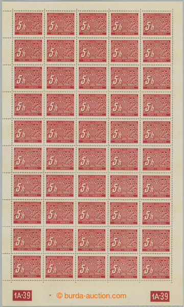 258196 - 1939 ARCHOVINA / Pof.DL1, hodnota 5h červená, KOMPLETNÍ 5