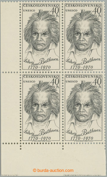 258223 - 1970 Pof.1813 DO, Beethoven 40h, levý dolní rohový 4-blok