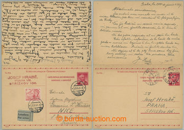 258316 - 1947 CDV86, Beneš 2,40+2,40Kčs red, double undetached PC a