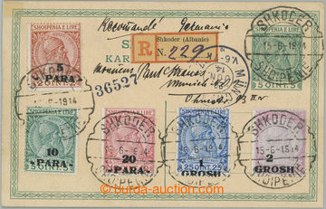 258358 - 1914 filatelisticky motivovaná dopisnice Skanderberg 5Q zel