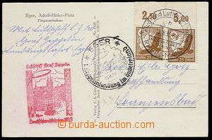 25839 - 1939 postcard Cheb franked with. airmail stmp Mi.2x 533 with