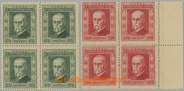 258397 - 1923 Pof.176-177 P7, Jubilejní 50h a 100h, 4-bloky s průsv