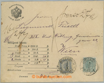 258464 - 1893 money letter for 40Fl addressed to Vienna, with F.J.I. 