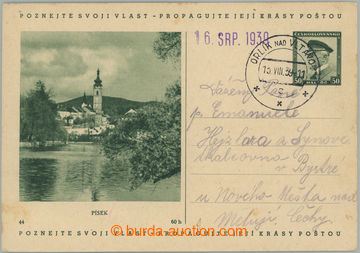 258477 - 1939 souběžná čs. CDV69/44 Písek, čs. podací DR ORLÍ