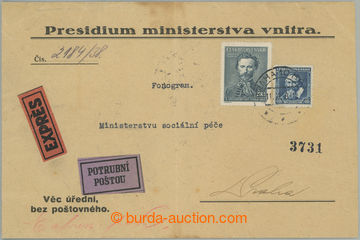 258510 - 1938 úřední dopis bez poštovného zaslaný Ex potrubní 