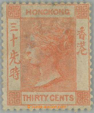 258542 - 1863 SG.15, Victoria 30c vermilion, wmk CC; rare stamp, c.v.