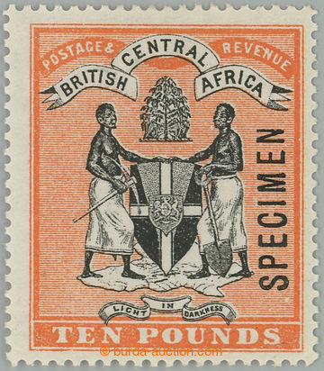 258553 - 1896 SG.41, BCA - Coat of arms £10 orange, wmk CC, SPECIMEN