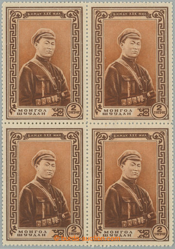 258676 - 1951 Mi.85, Süchbaatar 2T brown / orange, block of four; mi