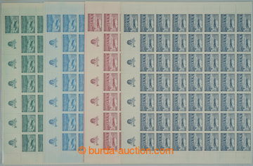 258717 - 1946 COUNTER SHEET / Pof.L20, L22-24, Air Motifs 10Kčs - 50