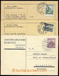 25873 - 1939 - 40 3 ks lístků s raz. VLP, Vlárský průsmyk - Brn