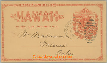 258763 - 1891 PC Queen Liliuokalani 1C red, Sc.UX1, sent to Olahu, CD