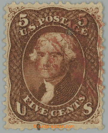 258767 - 1861-1866 Sc.75, Jefferson 5c červenohnědá s červeným r